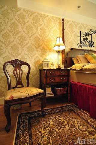 新古典风格别墅温馨原木色富裕型140平米以上卧室床图片