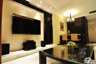 简约风格二居室富裕型120平米客厅电视背景墙茶几效果图