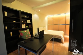 简约风格二居室简洁暖色调富裕型120平米卧室书架效果图