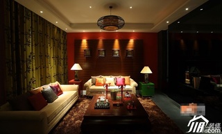 中式风格公寓富裕型110平米客厅沙发图片