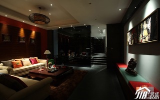 中式风格公寓富裕型110平米客厅沙发效果图