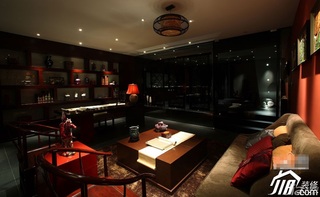 中式风格公寓富裕型110平米书房沙发效果图