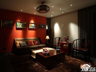 中式风格公寓富裕型110平米书房沙发图片