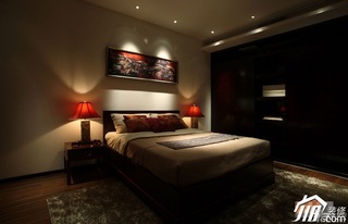 中式风格公寓富裕型110平米卧室床图片