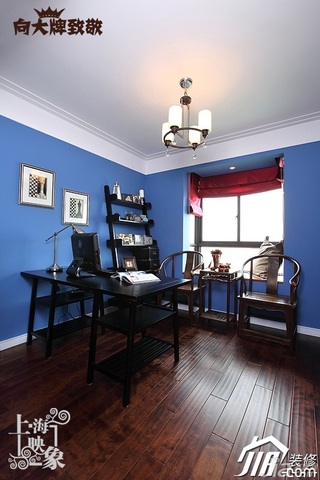 简约风格一居室大气咖啡色富裕型书房窗帘图片