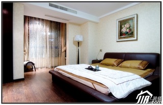 混搭风格公寓20万以上130平米卧室窗帘婚房家装图