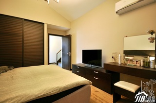 简约风格复式原木色富裕型140平米以上卧室床效果图