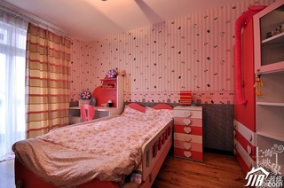 简约风格复式可爱原木色富裕型140平米以上卧室床效果图