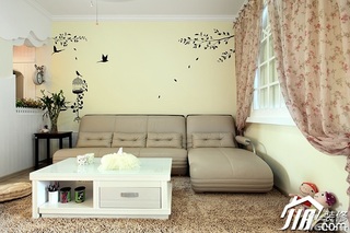 田园风格公寓简洁富裕型90平米客厅背景墙沙发图片
