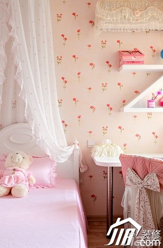 田园风格公寓可爱粉色富裕型90平米儿童房装修效果图