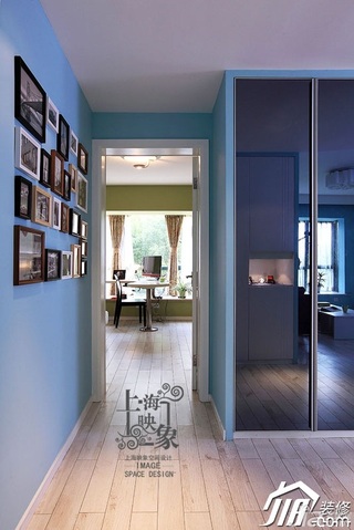 混搭风格公寓大气蓝色富裕型走廊装修图片