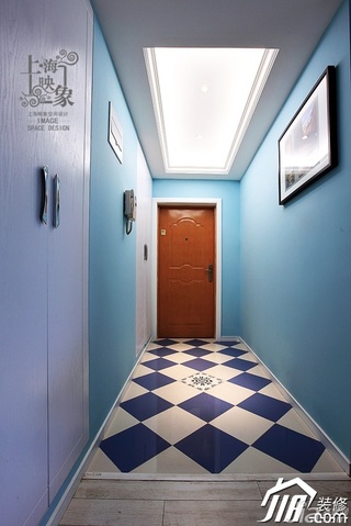 混搭风格公寓大气蓝色富裕型门厅灯具效果图