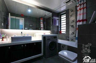 混搭风格公寓大气蓝色富裕型卫生间洗手台图片