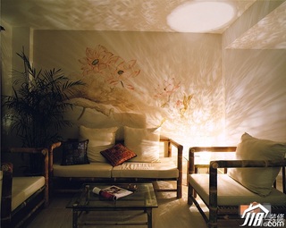 中式风格公寓富裕型110平米客厅背景墙沙发效果图