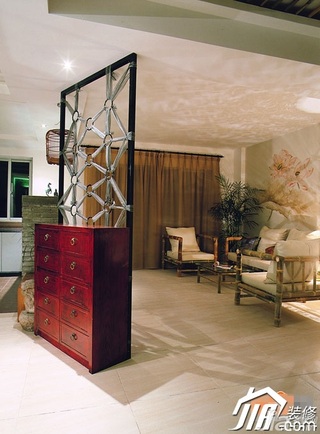 中式风格公寓富裕型110平米客厅隔断沙发图片