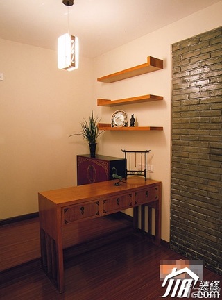 中式风格公寓富裕型110平米书房书桌图片