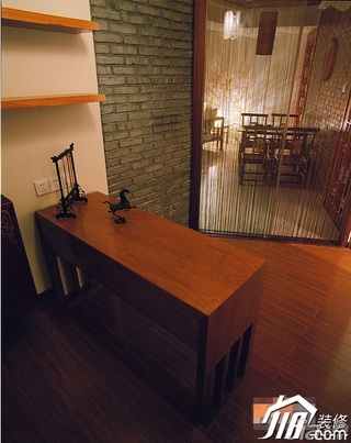 中式风格公寓富裕型110平米书房窗帘图片