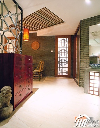 中式风格公寓富裕型110平米走廊灯具效果图