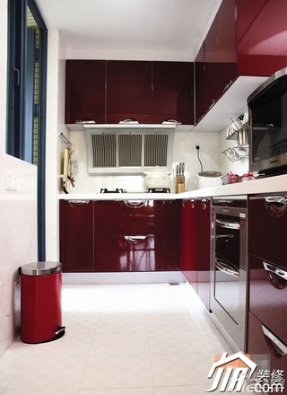 简约风格小户型红色富裕型80平米厨房橱柜效果图
