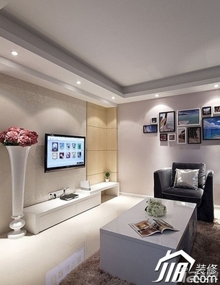 简约风格公寓经济型70平米客厅背景墙电视柜图片