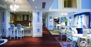 欧式风格别墅浪漫蓝色富裕型140平米以上客厅吧台沙发效果图