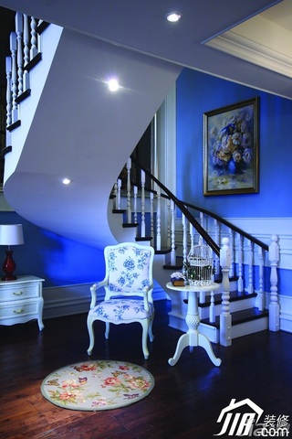 欧式风格别墅浪漫蓝色富裕型140平米以上楼梯灯具图片