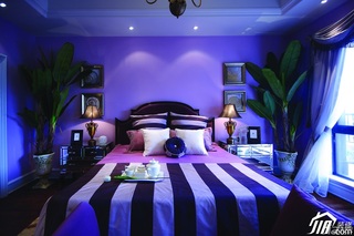 欧式风格别墅浪漫蓝色富裕型140平米以上卧室床图片