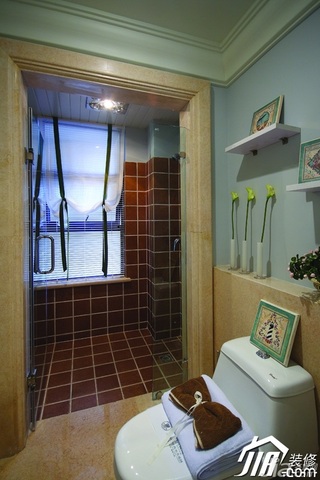 欧式风格别墅浪漫蓝色富裕型140平米以上卫生间浴室柜效果图
