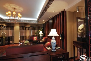 中式风格富裕型客厅窗帘图片