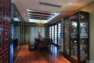 中式风格富裕型餐厅窗帘图片