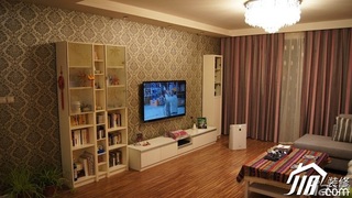 欧式风格公寓富裕型100平米客厅电视背景墙沙发效果图