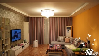 欧式风格公寓富裕型100平米客厅电视背景墙沙发效果图