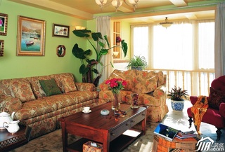 美式乡村风格三居室浪漫富裕型140平米以上客厅沙发背景墙沙发图片