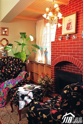 美式乡村风格三居室浪漫富裕型140平米以上客厅沙发图片