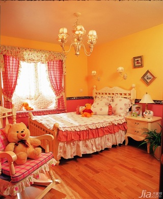 美式乡村风格三居室浪漫富裕型140平米以上卧室床效果图