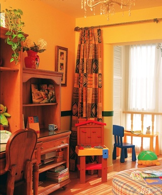 美式乡村风格三居室浪漫富裕型140平米以上书房窗帘效果图