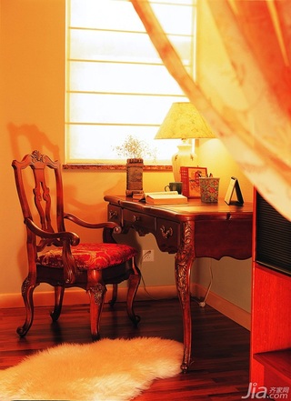 美式乡村风格三居室浪漫富裕型140平米以上书桌效果图