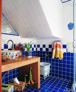 美式乡村风格三居室浪漫富裕型140平米以上卫生间洗手台效果图