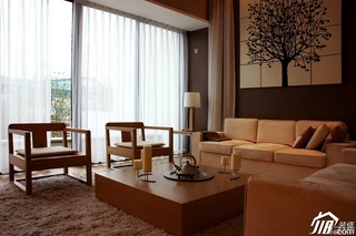 美式乡村风格别墅大气米色客厅沙发效果图