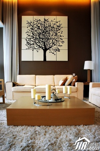 美式乡村风格别墅大气米色客厅沙发背景墙沙发效果图