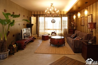混搭风格公寓温馨暖色调富裕型客厅沙发图片