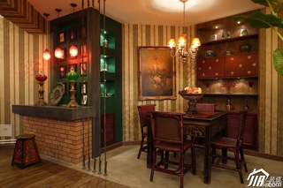 混搭风格公寓暖色调富裕型餐厅吧台壁纸效果图