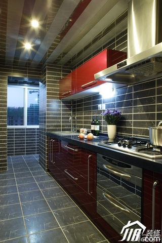 混搭风格公寓暖色调富裕型厨房背景墙灯具效果图