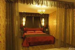 混搭风格公寓温馨暖色调富裕型卧室床效果图
