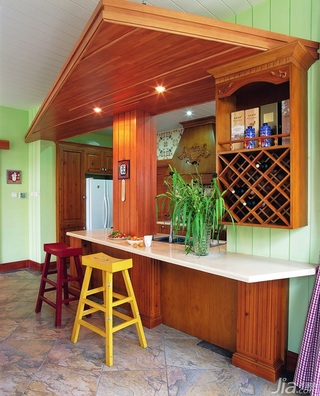 东南亚风格别墅古典原木色富裕型140平米以上吧台吧台椅效果图