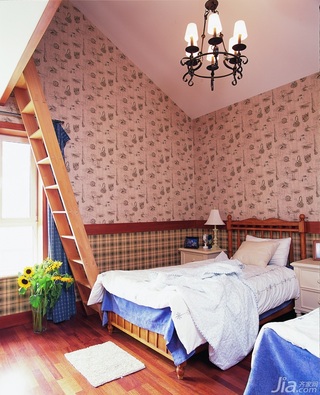 东南亚风格别墅古典原木色富裕型140平米以上卧室床效果图