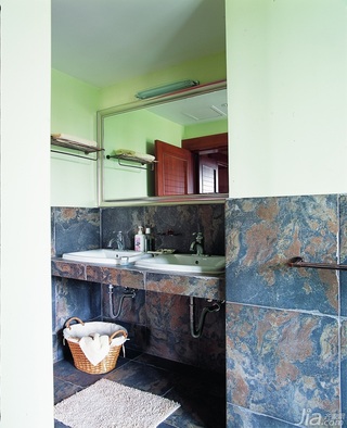 东南亚风格别墅古典原木色富裕型140平米以上卫生间洗手台效果图