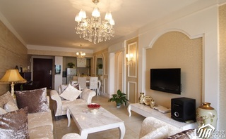 欧式风格三居室舒适5-10万客厅电视背景墙灯具效果图