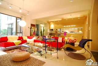 混搭风格小户型红色富裕型客厅沙发图片