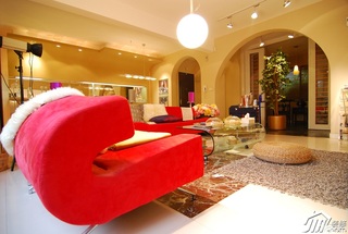 混搭风格小户型红色富裕型客厅沙发效果图
